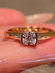 High Ding Ascell 12 Carat Pillow Cube Sugar Italian Craft Champagne Gold Ring Simple Temperament 202