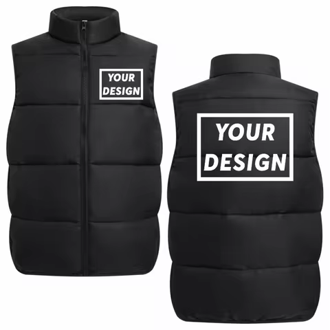 Winter Down Vest Custom Logo Casual Solid Color Down Vest Printing Company Brand Plus Velvet Warm Ve