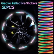 20Pcs Car Hubs Reflective Stickers,Rainbow Car Reflective Strips,Wheel Sticker,Luminous Rim Stripe Tape,Universal Safety Warning High Reflective Tape,Auto Moto Decoration Accessory