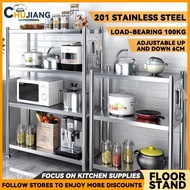 Rack Oven Storage Microwave Rack Stainless Steel Multilayer Provincial Space Kitchen Shelf Storage with 4 Hooks M3