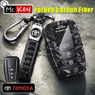 【Mr.Key】Forged Carbon Fiber Key Case Cover for Toyota Prius Camry Corolla CHR C-HR RAV4 Land Cruiser Prado Protector Shell Accessories