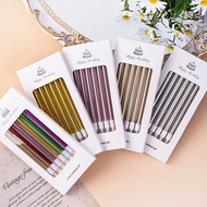 6PCS Colorful Candle Pencil Shape Candles Birthday Wedding Anniversary Cake Metallic Candle Lilin Em