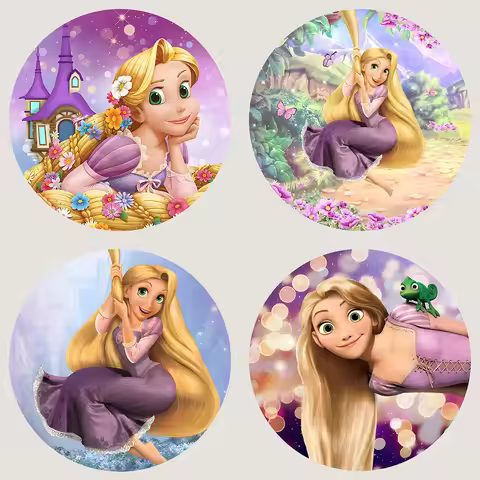 Round Tangled Rapunzel Princess Background Kids Birthday Party Backdrop Circle Banner Photography De