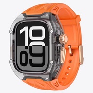 ชุดดัดแปลงสายรัด + เคส สําหรับ Apple Watch 10 46mm สร้อยข้อมือซิลิโคนแบบห่วง สําหรับ iWatch Series 1
