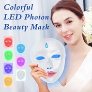 Foreign Trade Cross-Border Rechargeable Colorful Light with Neck Mask led Beauty Instrument Mask Red Blue Photon Skin Rejuvenation Mask Machine