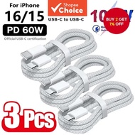 USB-C to USB-C 60W Fast Charging Cable Compatible for iPhone 16/15 Pro Max/iPad Pro/Air 5, MacBook/S