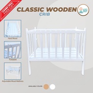 Classic Wooden White Crib for Baby and Kids