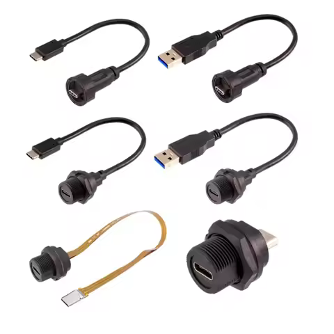 circular screw panel mount waterproof usb c type c connector d type chassis mount usb c type c water