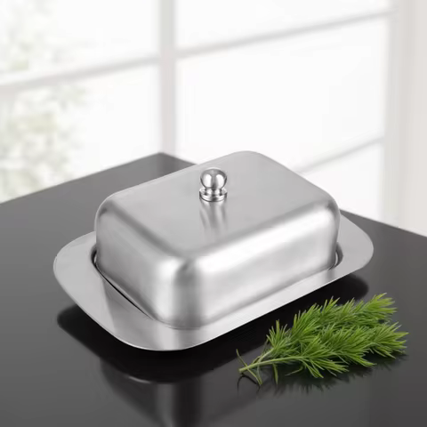 Stainless Steel Butter Dish with Lid Butter Cheese Storage Box Cheese Dish Butter Plate with Lid But