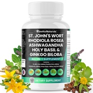 St Johns Wort 6000mg Rhodiola Rosea 6000mg Ashwagandha 3000mg Holy Basil 2000mg Ginkgo Biloba 1000mg