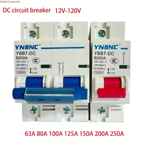 DC Circuit Breaker 1P 2P 80A 100A 125A 150A 200A 250A 12/24/36/48/60/72/120V Solar Cells RV Battery 
