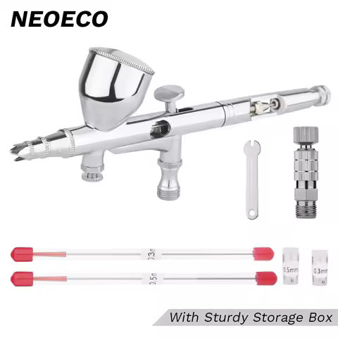 Dual-Action Spray Gun 0.2/0.3/0.5mm 9cc/7cc Gravity Feed Airbrush Kit Set With Quick Coupler for Art