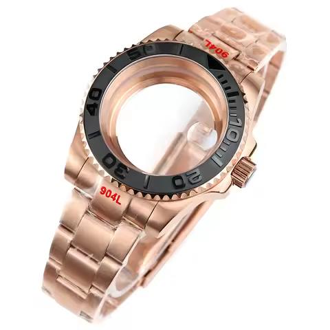 40MM Rose Gold Watch Case Waterproof Sapphire Glass For NH35 NH36 NH38 Movement GMT SUB Yacht-Master