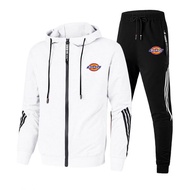 New Dickies Tracksuit Mens Hoodies + Pants Two Piece Set Zipper Sweatshirt Drawstring Sports Suits