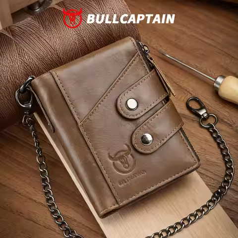 BULLCAPTAIN Men's Zipper Wallet Rfid Wallet Multifunction Storage Bag Coin Purse Wallet's Card Bags 