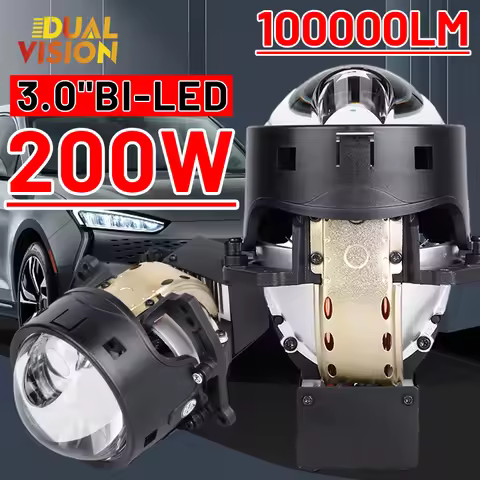 100000LM Bi LED Projector Lenses 200W H4 H7 9005 9006 High Beam Laser Hyperboloid LED Chips 500M Lig