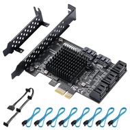 YBBOTT SATA 3.0 Controller Expansion Card, 8 Port PCIE SATA Card Controller Card PCI-E X1 3.0 Gen3 (