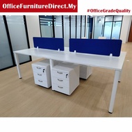 4 Seater Workstation White Office Table Cubicle Cluster of 4 White OFDirect