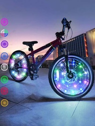 2入組彩色輪胎裝飾用led自行車輪轂燈,不含電池!可從任何角度看到100%亮度,帶來終極的安全和風格