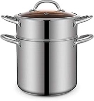 WSJTT Stainless Steel Two-Layer Thick Steamer Multifunction Soup Steam Pot Cooking Pots for Induction Cooker Gas Stove (Size : 26cm)