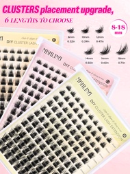 Upgrade Soft DIY Lash Extensions, 8-18mm Mix Length C/CC/D Curl Wispy Individual Lashes, Reusable Fl