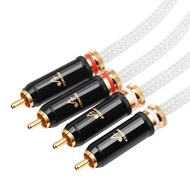 Hifi Silver-Plated OCC 2RCA Cable Hi-End RCA Male to Male Interconnect Audio Cable For Preamp Power 