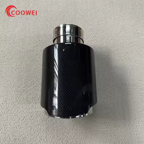 Car Universal Glossy Carbon Fiber Muffler Tip Exhaust System Pipe Mufflers Nozzle Straight Stainless