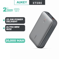 Aukey PB-Y57 Spark Mini 20000mAh Compact Fast Charging Power Bank with 20W PD - Grey / Silver