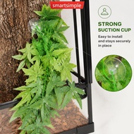 SMARTSIMPLE Suction Cup Hanging Artificial Reptile Terrarium Plant with Leaves Bendable Rainforest D