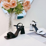 9cm triangle heel ruffle strap high heels, 9cm high heel sandals with ruffle straps