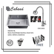 Cabana KS6545-NL Nano Hand Made Sink + CB1527SS Pillar Flexible Kitchen Tap