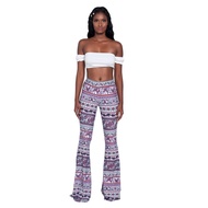 [HZA] Fashion Pattern Women's Printed Wear Bootcut Trousers Flared Pants