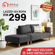 ⚡️LIKE BUG⚡️LAZZO 123 Living Room 2 Seater Sofa Fabric L Shape Designer Sofa with FREE Stool [ 1 YEA