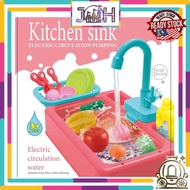 topi ny (READY STOCK)Children Kitchen Dish Washing Sink Pretend Play Set Electric Circulation Toy