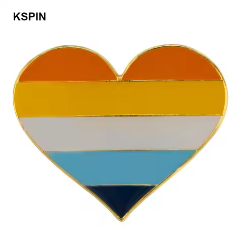 AroAce Pride heart shaped Flag Badge Clips Button for Clothes Metal Kawaii Pins in Brooches