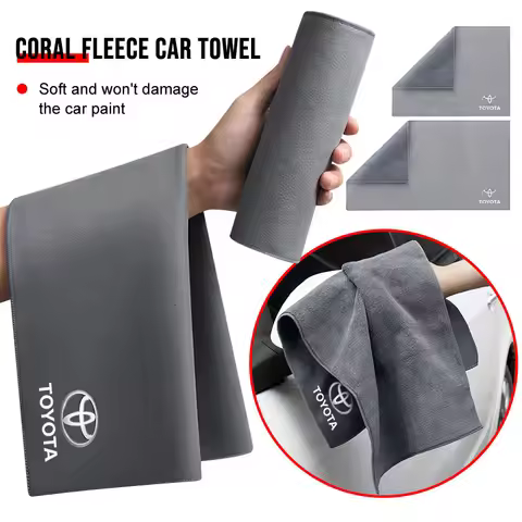 1Pcs Car Logo Suede Clean Leather Cloth Motorcycle Washing Towel For Toyota Corolla Cross C-hr Crown