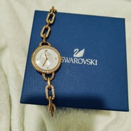 全新（僅試戴）SWAROVSKI aila 圈圈戀戀 時尚鍊錶-白x玫瑰金色/30mm