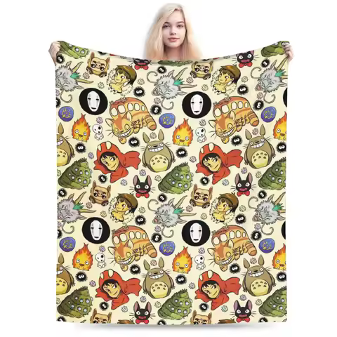 Susuwatari Soot Sprites M-Mononoked Blankets Flannel Spring/Autumn Aways Princessed Throw Blanket fo