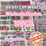 10PCS Cartoon Hot Sale Random Wholesale UV DTF 16oz Easy Peel Waterproof Transfers UVDTF Stickers 16