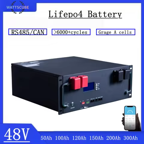 Batterie au LiFePO4 48V 200Ah 10kwh intégré 16S 200A BMS RS485 CAN Cell Pack par sistema solaire fur