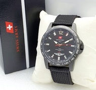 Jam Tangan Pria Swiss Original Army dhc 3777 Bahan Canvas Tanggal