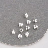 Silver Hollow Copper Coin Spacer Beads diy Handmade Bracelet Bracelet Necklace Accessories Material 
