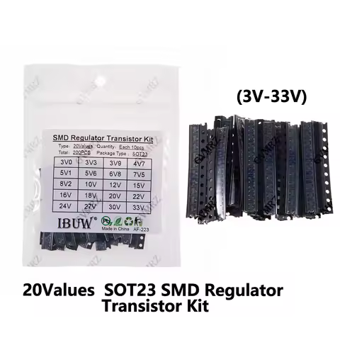 200PCS 20Values SMD Regulator Transistor Kit SOT23 (3V-33V) for Arduino DIY Electronic Voltage Regul