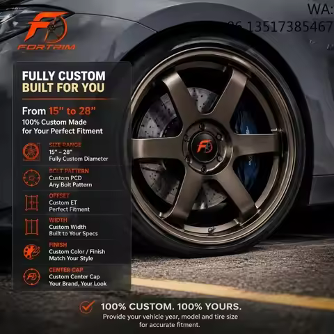 For BMW Audi, Mercedes, Tesla, 350z Custom 16 17 18 19 20 21 22Inch Racing Fortrim Forged 6061-T6 Ri