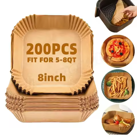 Air Fryer Square Baking Paper 20cm Air Fryer Parchment Paper Sheets for 5-8QT Basket Oven Steamer Mi