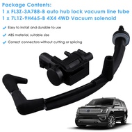 A55E-Fits For Ford F150 4X4 2015-2020 Auto Hub Lock Vacuum Line & Solenoid Actuator Set FL34-7A788-A