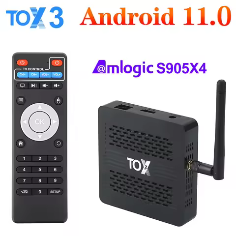 TOX3 Smart TV Box Android 11 4GB 32GB with Amlogic S905X4 2T2R Dual Wifi 1000M Internet BT4.1 AV1 4K