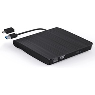 (No USB c adapter) External DVD CD Drive, External CD Rewriter Burner Reader,Portable CD+/-RW CD-ROM