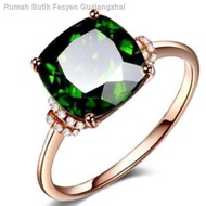 ┅❁Cincin zamrud wanita hancur berlian mawar emas cincin turmalin hijau cincin batu permata kristal adalah jed lut sinar