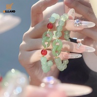 Women Imitation Jade Glass Beaded Bracelet - Double Ring Interlocking Bangle - Fashion Female Jewelr